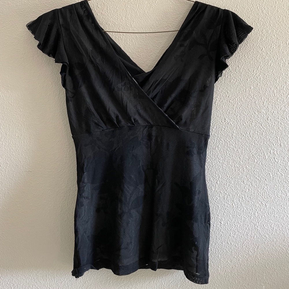 Limited sheer black delicate two layer top ( lace like)